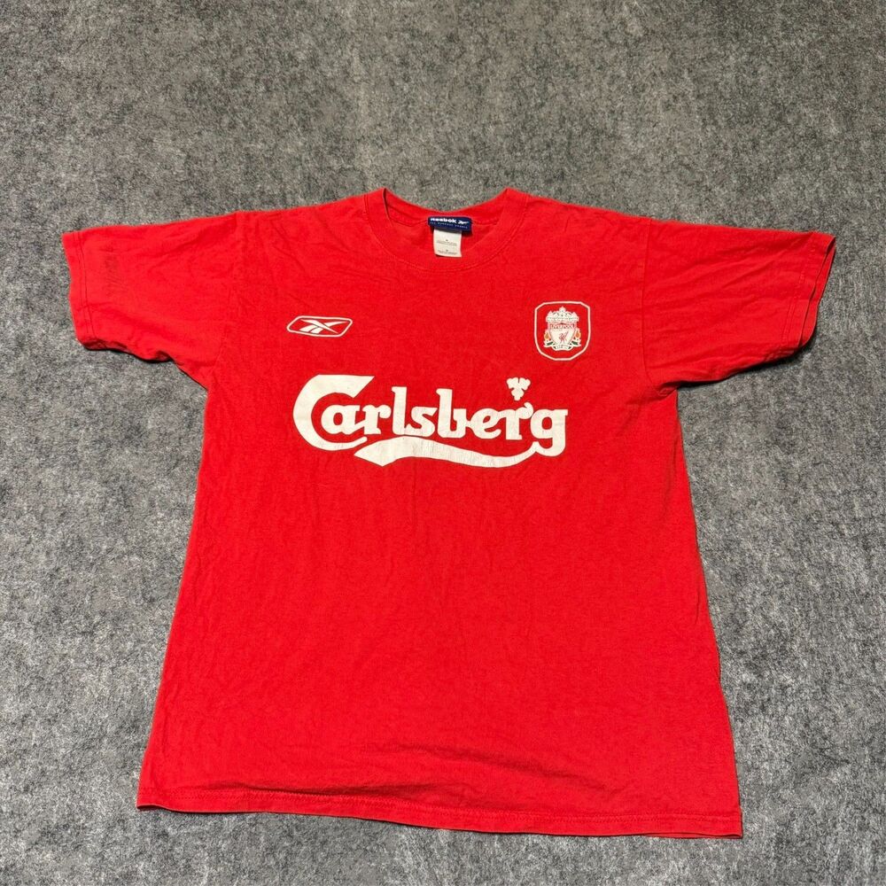 Vintage 2000 2002 Liverpool FC Home T Shirt Reebok Carlsberg Soccer Jersey Men M